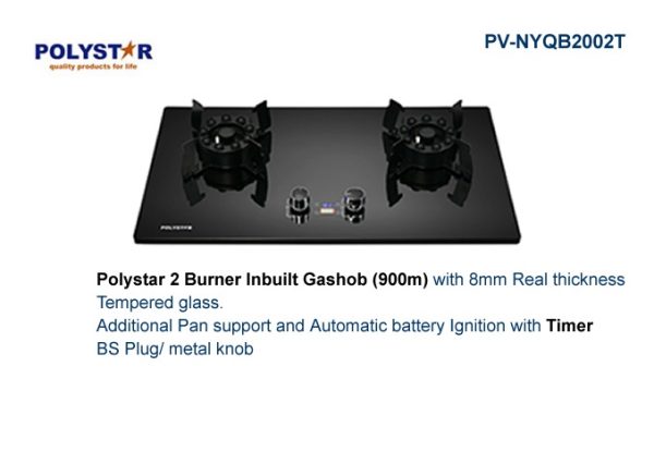 Polystar 2burners inbuilt gas HOB with Timer